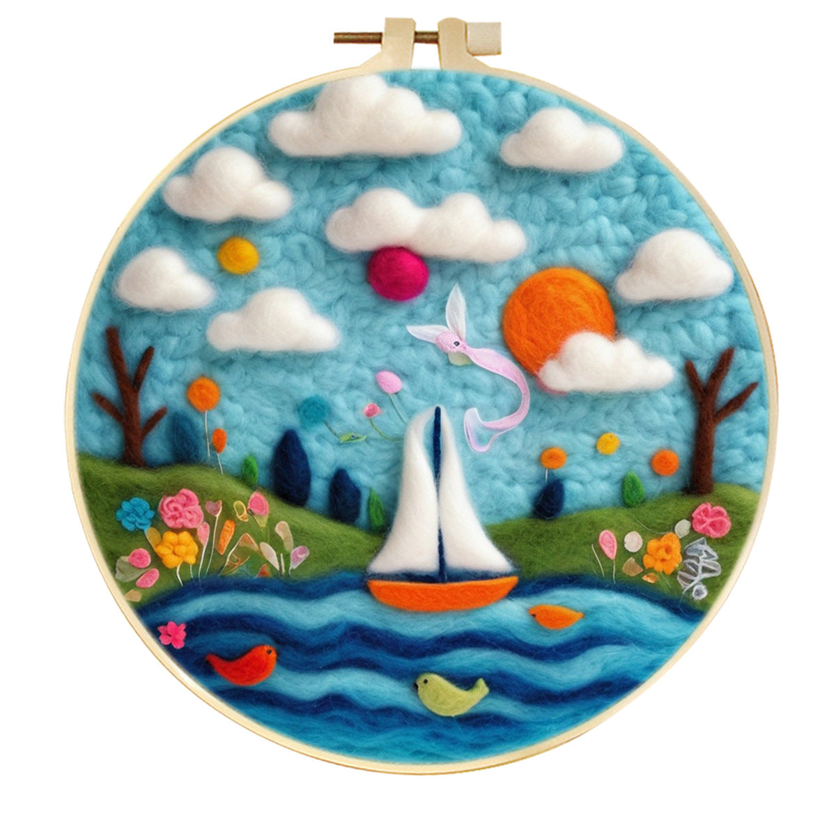 Stamp Wool Felt Painting With Embroidery Frame Material