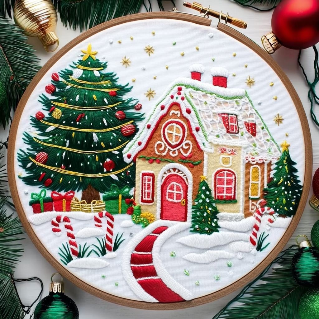Christmas Snow House Series Embroidery Material Package English
