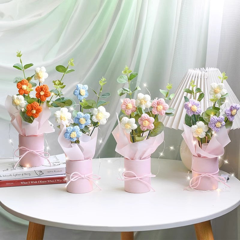 DIY Hand-woven Knitted Flower Decorations
