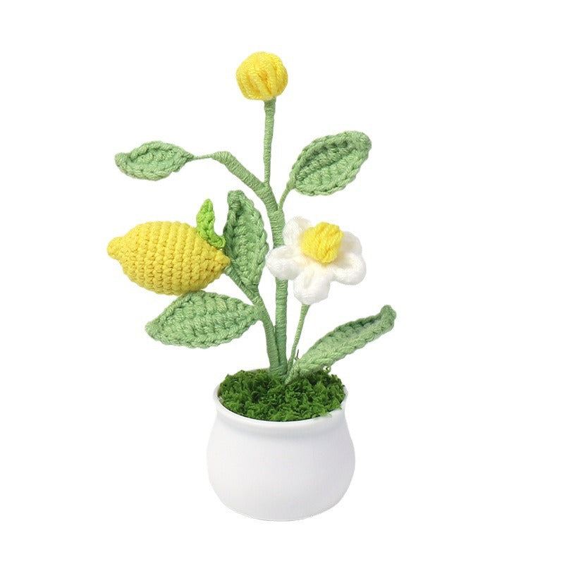 Finished Wool Crocheted Fruit Potted Hand-woven Lemon Ornaments