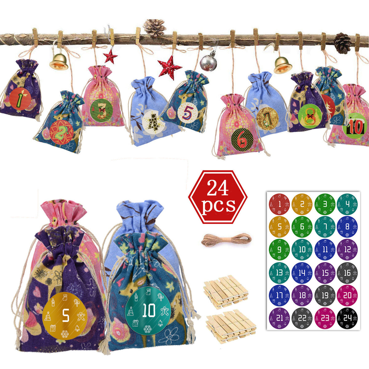 4-color Suit Christmas Fawn Cotton Gift Bag