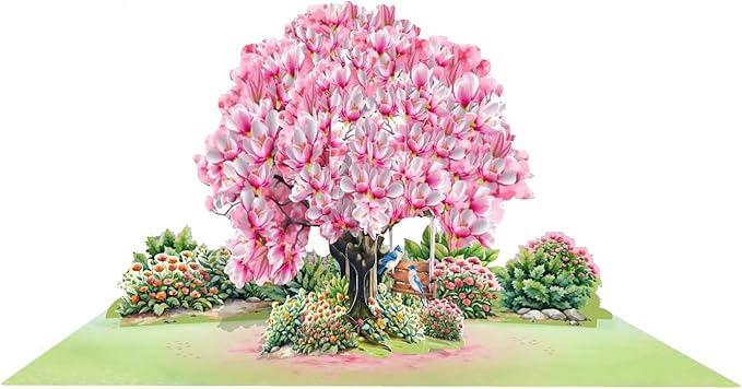 CUTPOPUP Magnolia Tree, Anniversary Card Pop Up, Wedding, Engagement, 3D Greeting Card (Magnolia Tree)