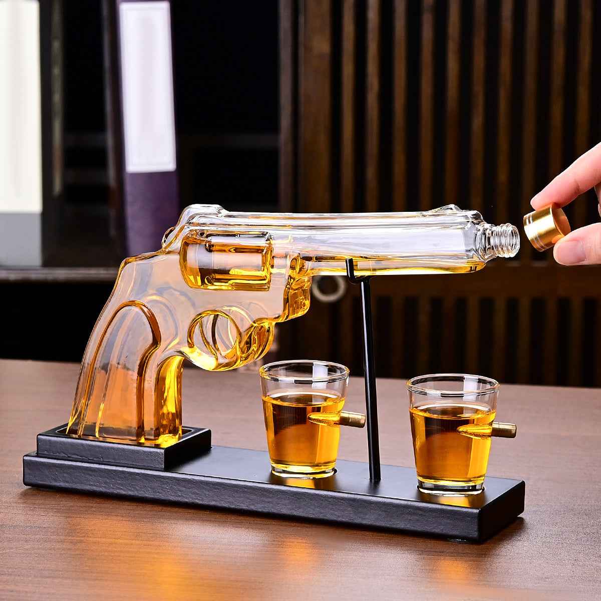 Gifts For Men Dad, 10 Oz Whiskey Gun Decanter Set 2 Bullet Glasses - Unique Birthday Pistol Gift Ideas Daughter Son, Personalized Liquor Dispenser - Scotch Bourbon Vodka, Him, Brother Husband