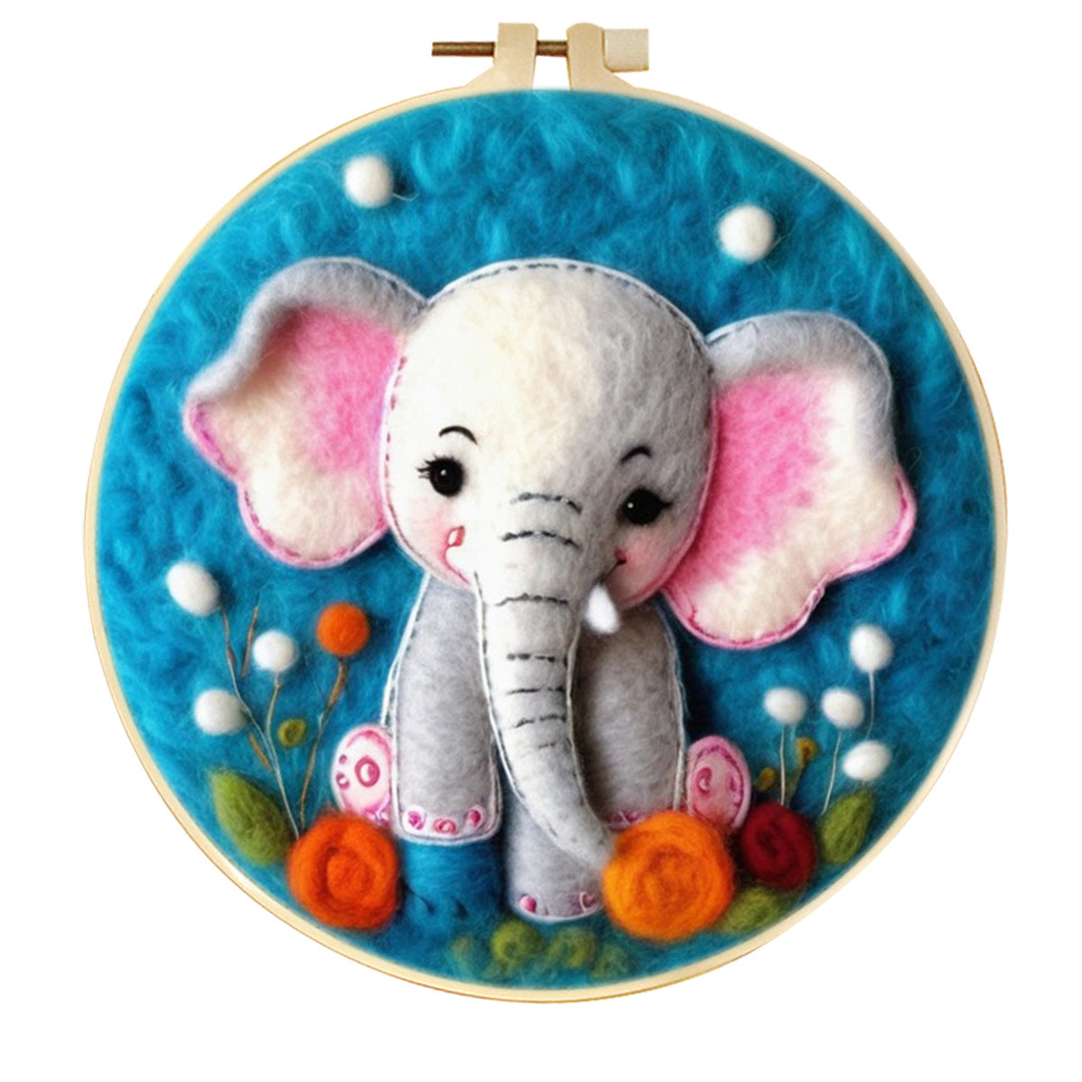 Stamp Wool Felt Painting With Embroidery Frame Material