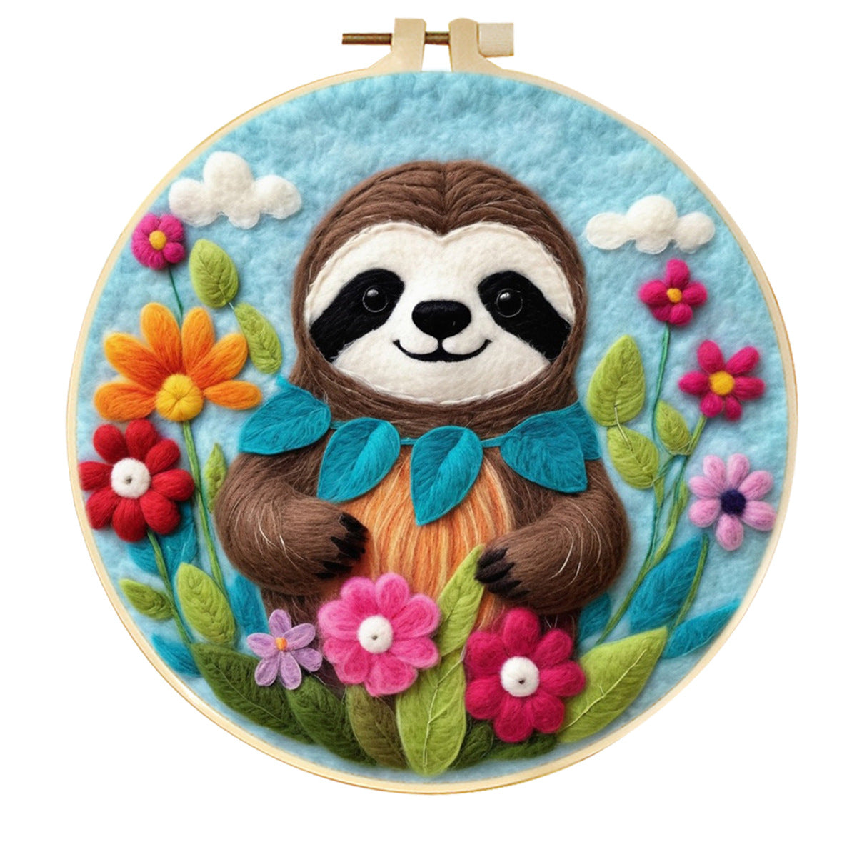 Stamp Wool Felt Painting With Embroidery Frame Material