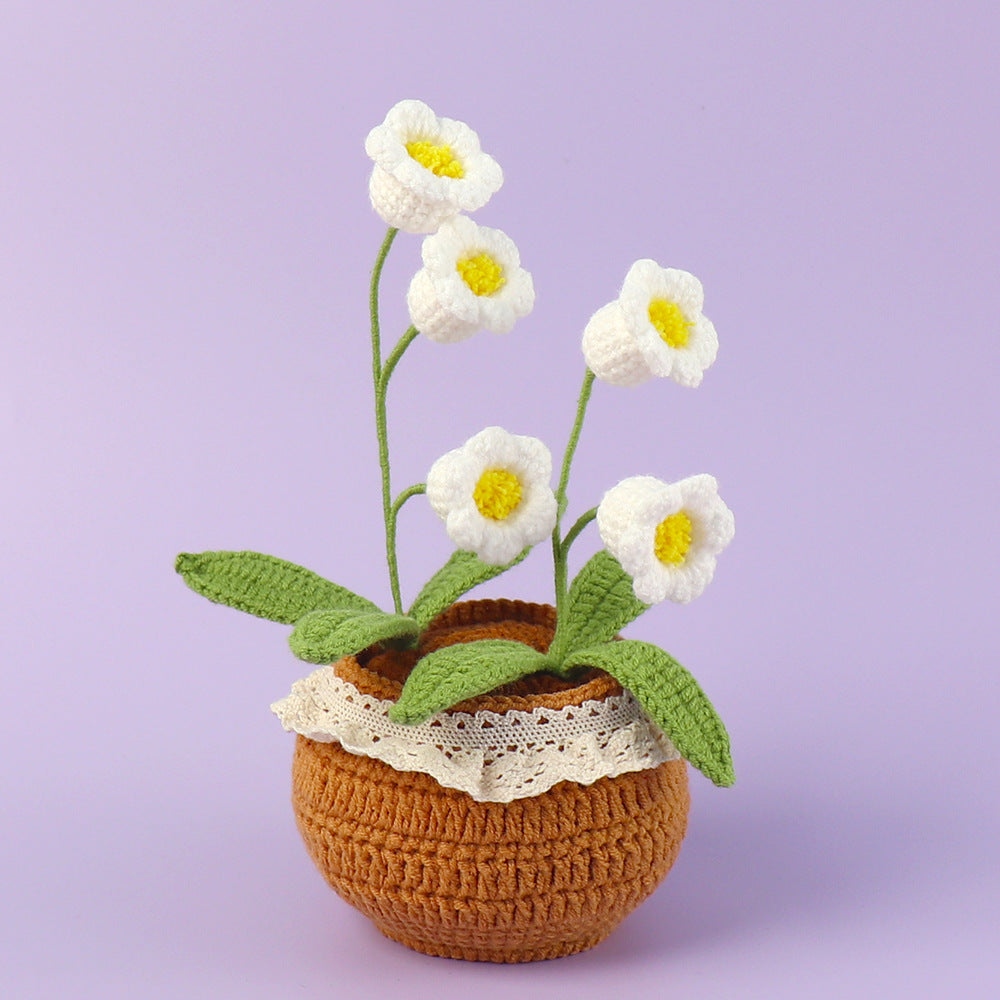 Finished Handmade Wool Woven Home Decoration Tulip Potted Plant
