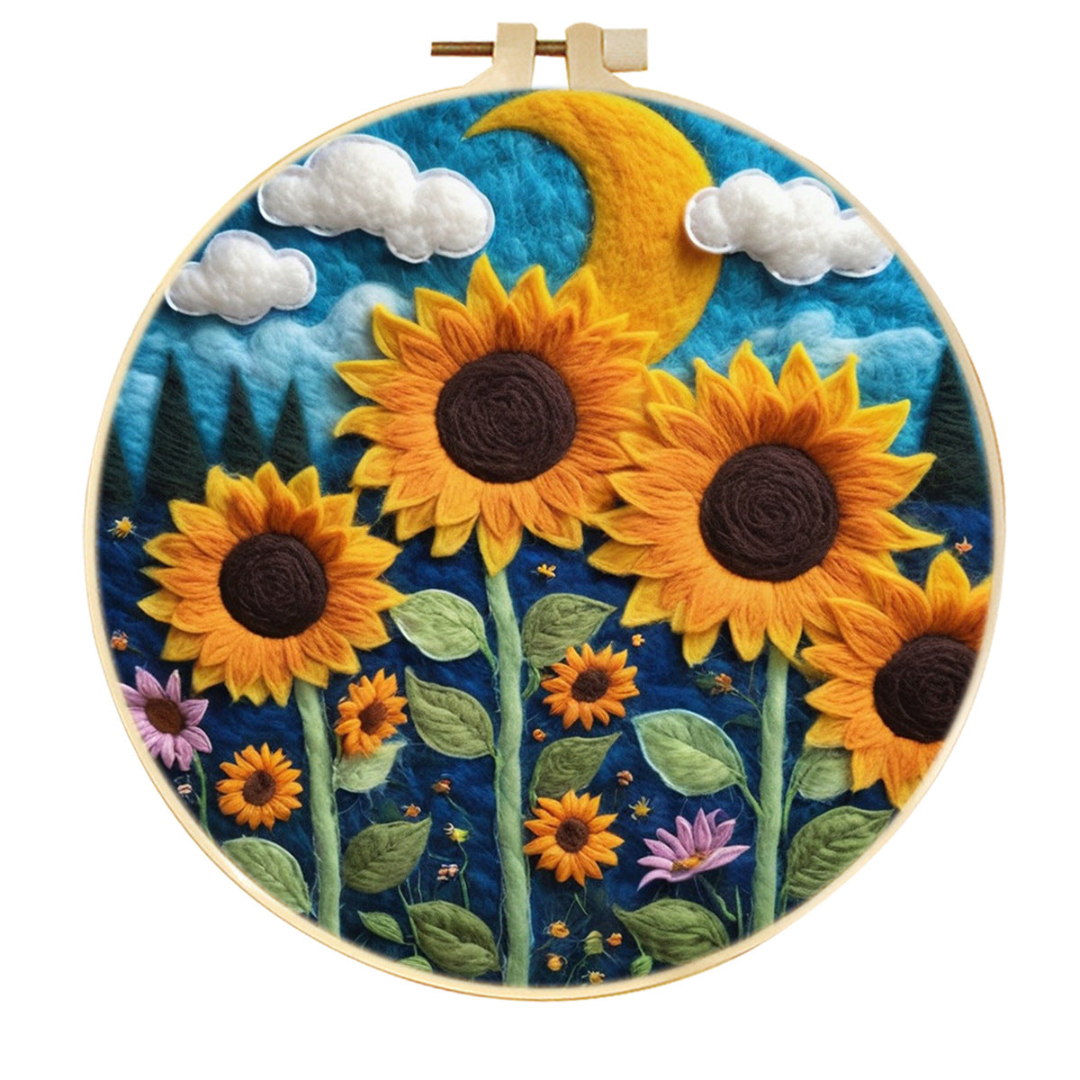 Stamp Wool Felt Painting With Embroidery Frame Material