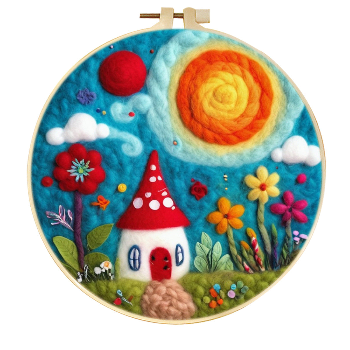 Stamp Wool Felt Painting With Embroidery Frame Material
