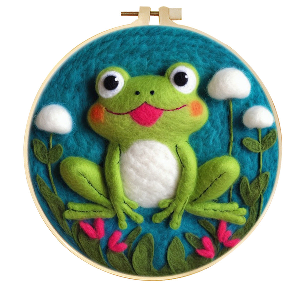 Stamp Wool Felt Painting With Embroidery Frame Material