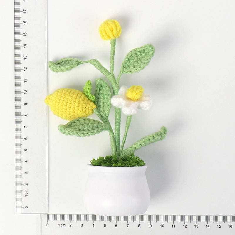 Finished Wool Crocheted Fruit Potted Hand-woven Lemon Ornaments
