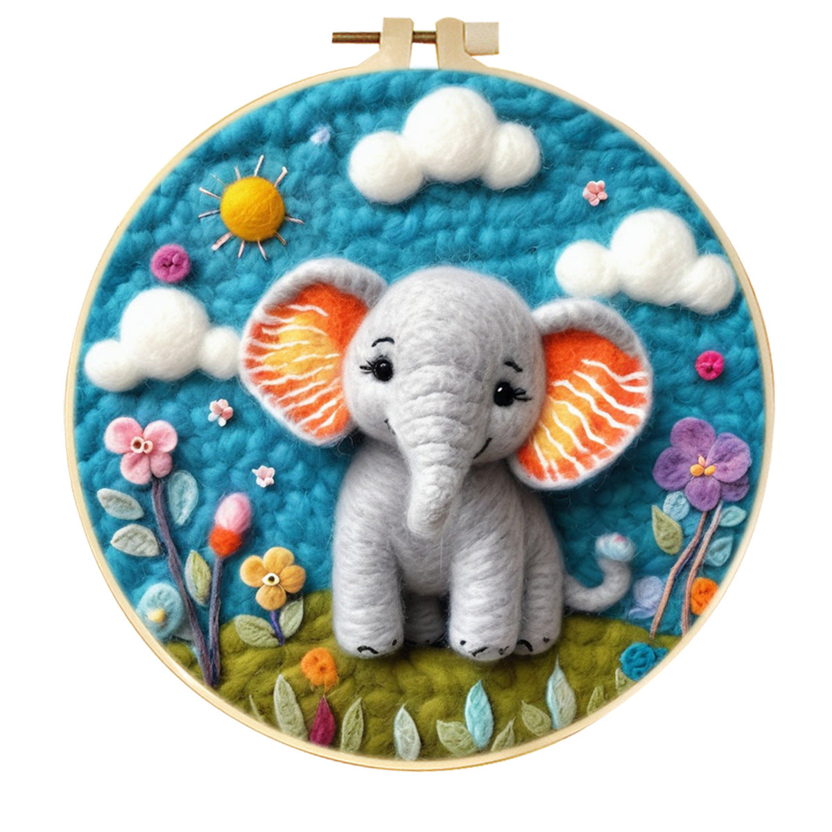 Stamp Wool Felt Painting With Embroidery Frame Material