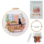 Cat Landscape Embroidery Kit Material Package