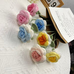 Overturn Pointed Rose Wool Hand-woven Flower Finished Product