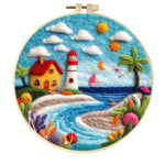 Stamp Wool Felt Painting With Embroidery Frame Material