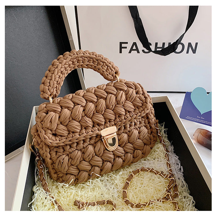 Homemade Diy Material Crochet Hand Messenger Bag