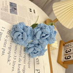 Overturn Pointed Rose Wool Hand-woven Flower Finished Product
