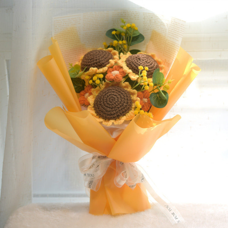 Wool Hand-woven Sunflower Bouquet Finished Product