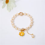 Sunflower Crystal Beaded Bracelet – Cute Daisy Charm Gift for Women