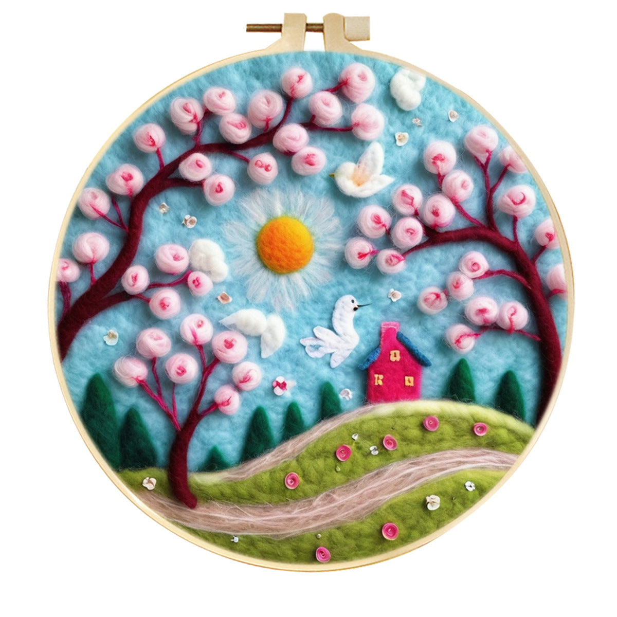 Stamp Wool Felt Painting With Embroidery Frame Material