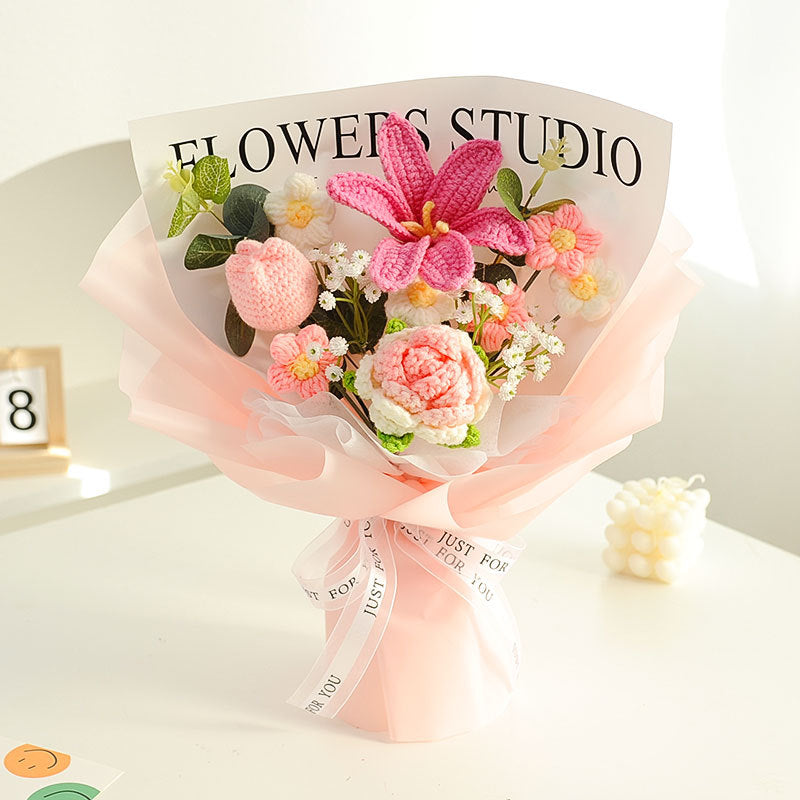Knitted Wool Flowers Woven Rose Sunflower