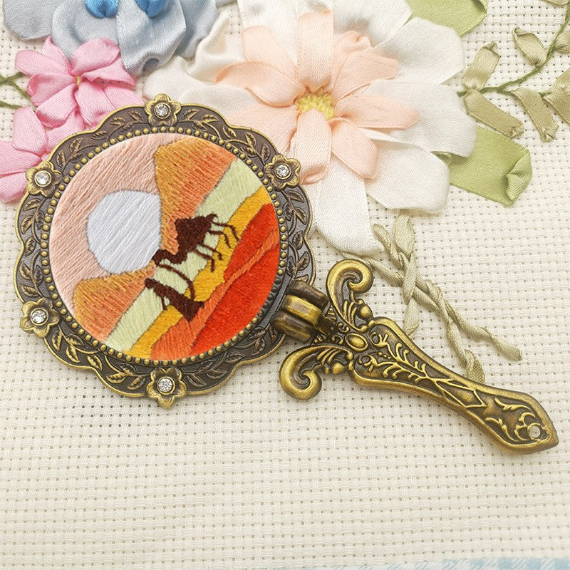 Fabric Makeup Mirror Embroidery Handmade Material Package