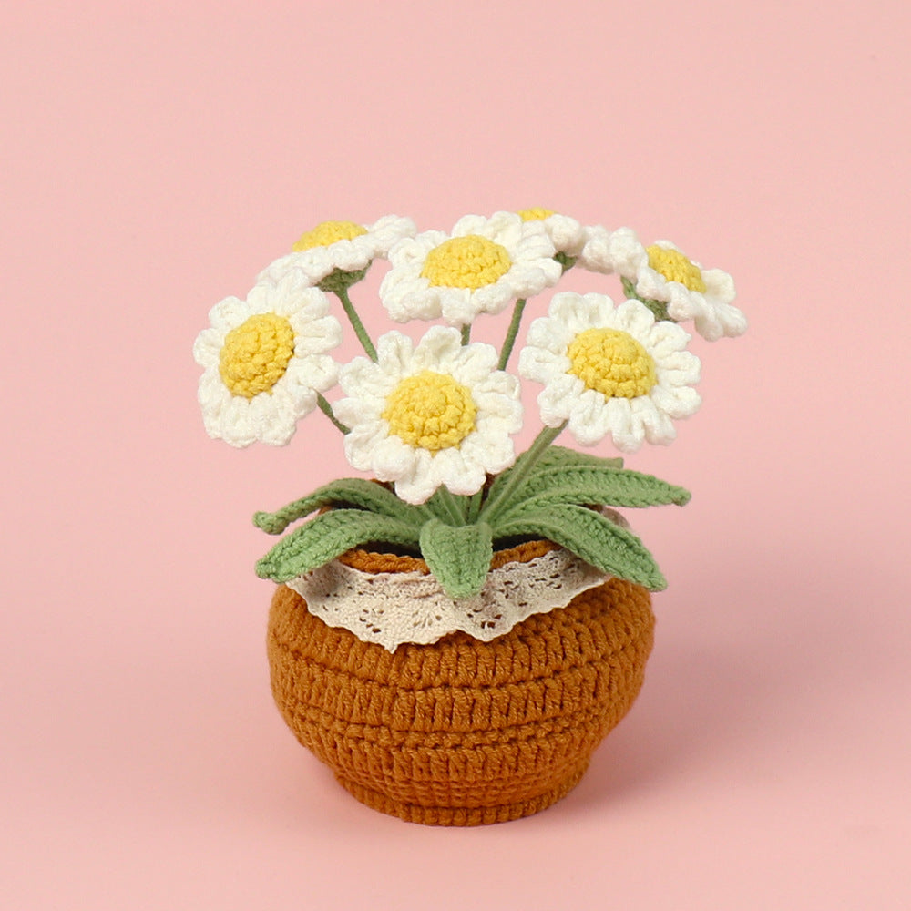 Finished Handmade Wool Woven Home Decoration Tulip Potted Plant