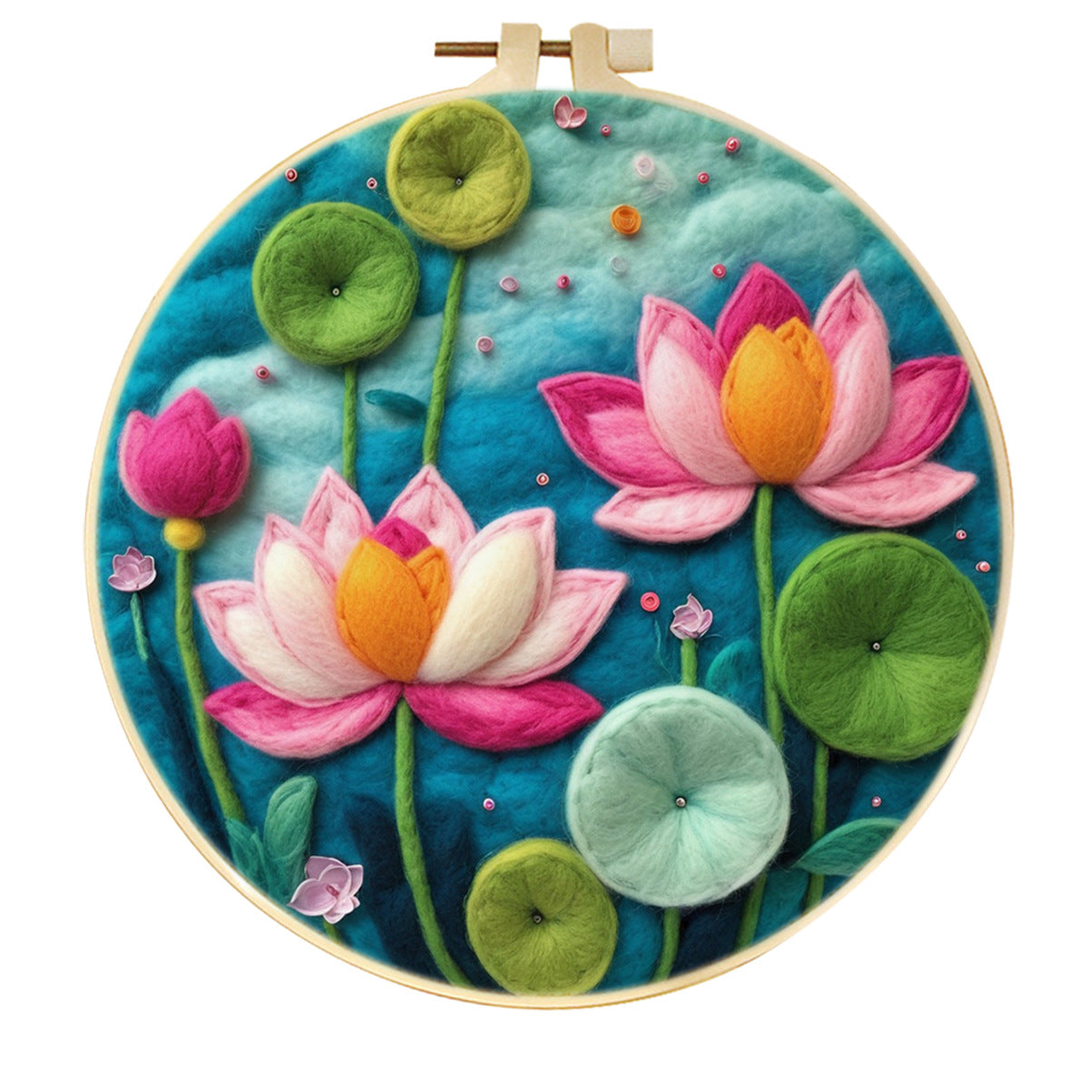 Stamp Wool Felt Painting With Embroidery Frame Material
