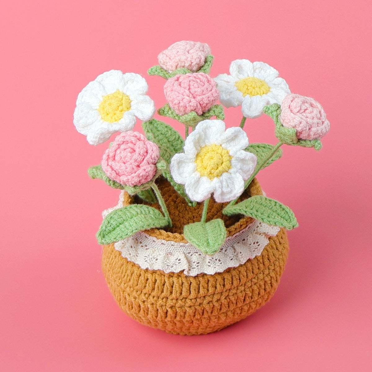 Finished Handmade Wool Woven Home Decoration Tulip Potted Plant
