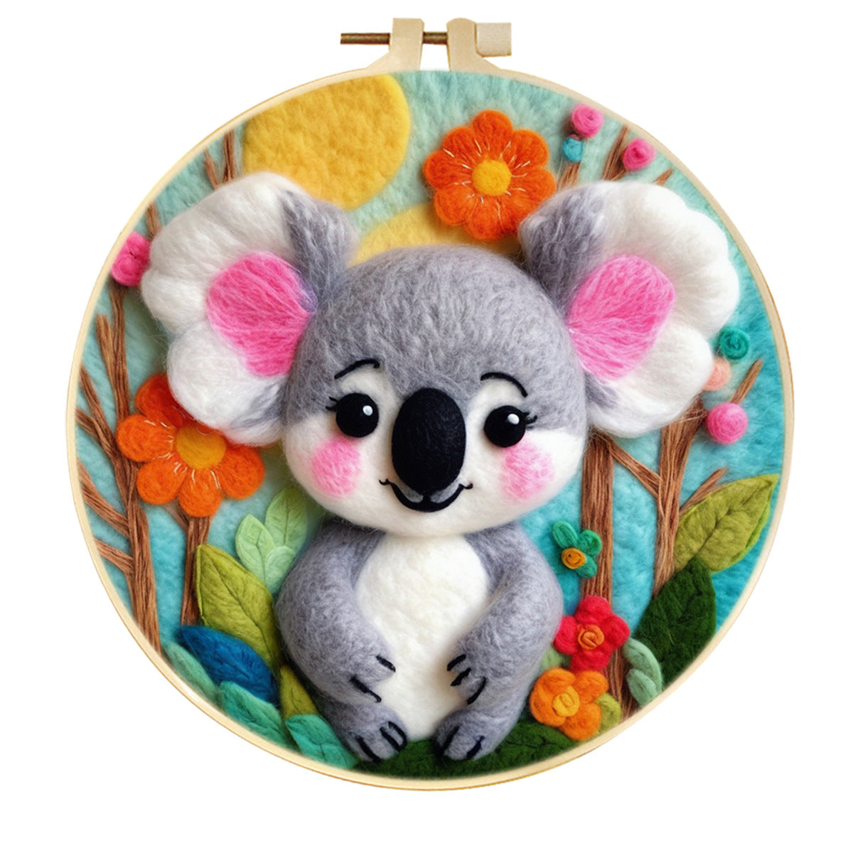 Stamp Wool Felt Painting With Embroidery Frame Material