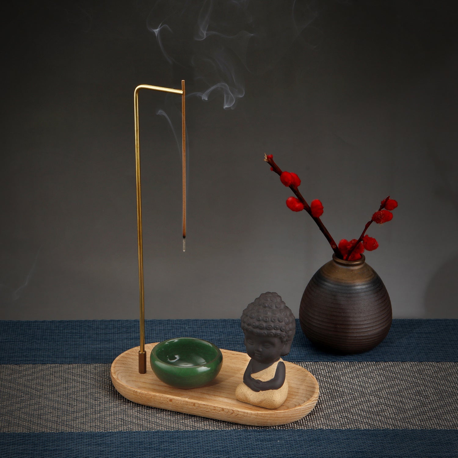 Backflow Incense Burner Incense Holder Ceramic Bowl Aromatherapy Chinese-style Three-piece Set