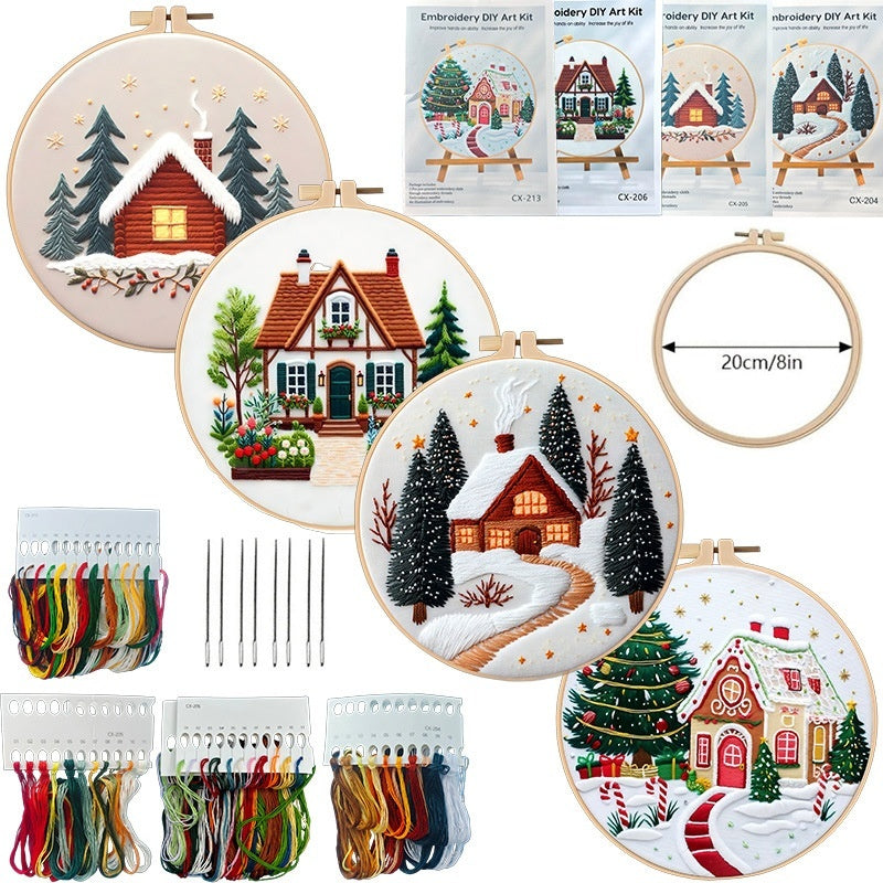 Christmas Snow House Series Embroidery Material Package English