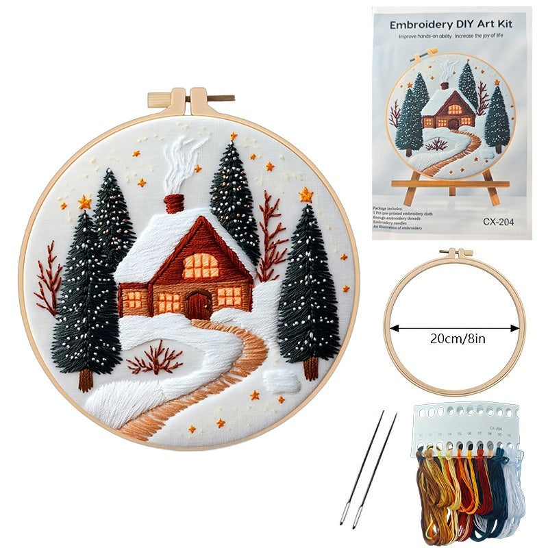 Christmas Snow House Series Embroidery Material Package English