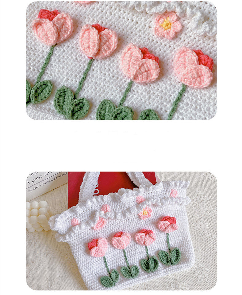 Handmade Woven Bag Diy Woolen Tulip