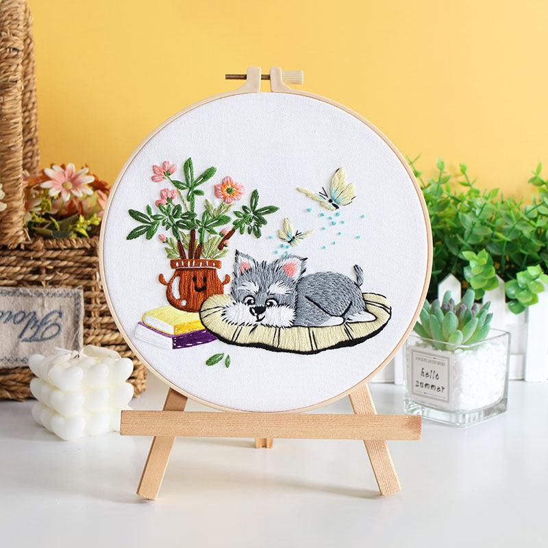 Dog Flower Handmade Material Package Fabric Embroidery