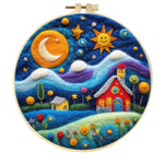 Stamp Wool Felt Painting With Embroidery Frame Material