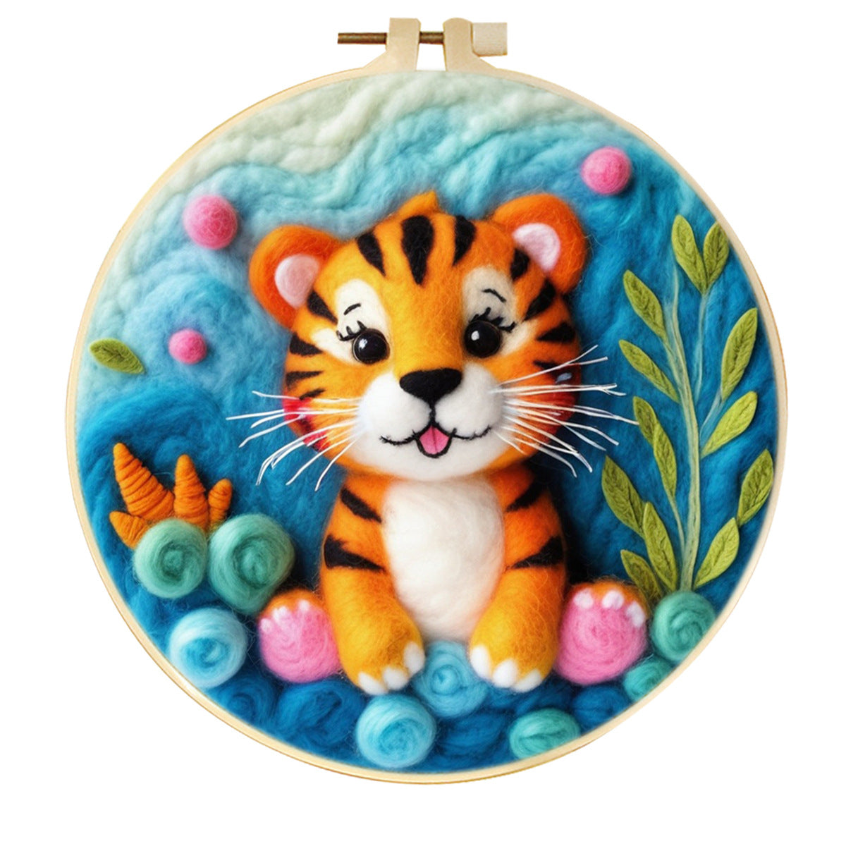 Stamp Wool Felt Painting With Embroidery Frame Material