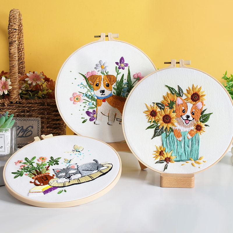Dog Flower Handmade Material Package Fabric Embroidery