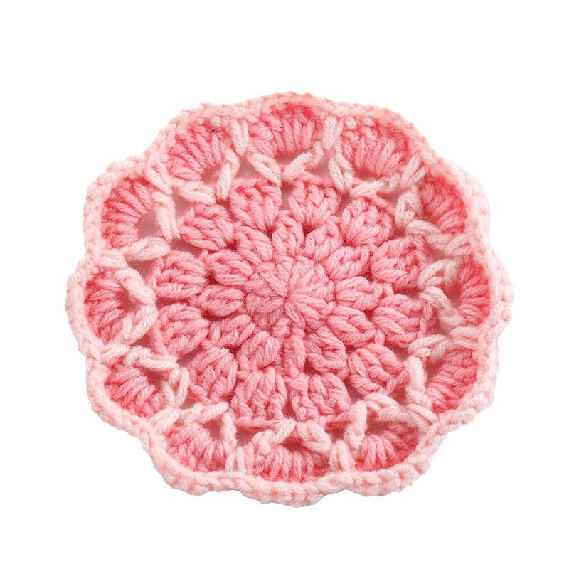 Simple Cute Flowers Knitted Coaster Wool Woven Coaster Flower