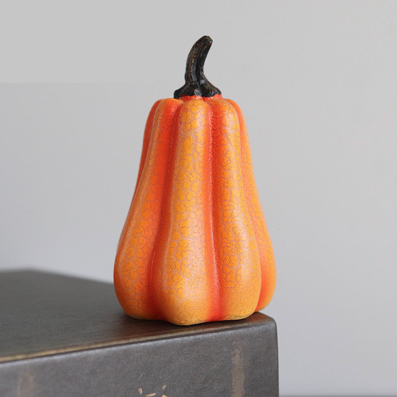 Tall orange pumpkin light with crackle finish