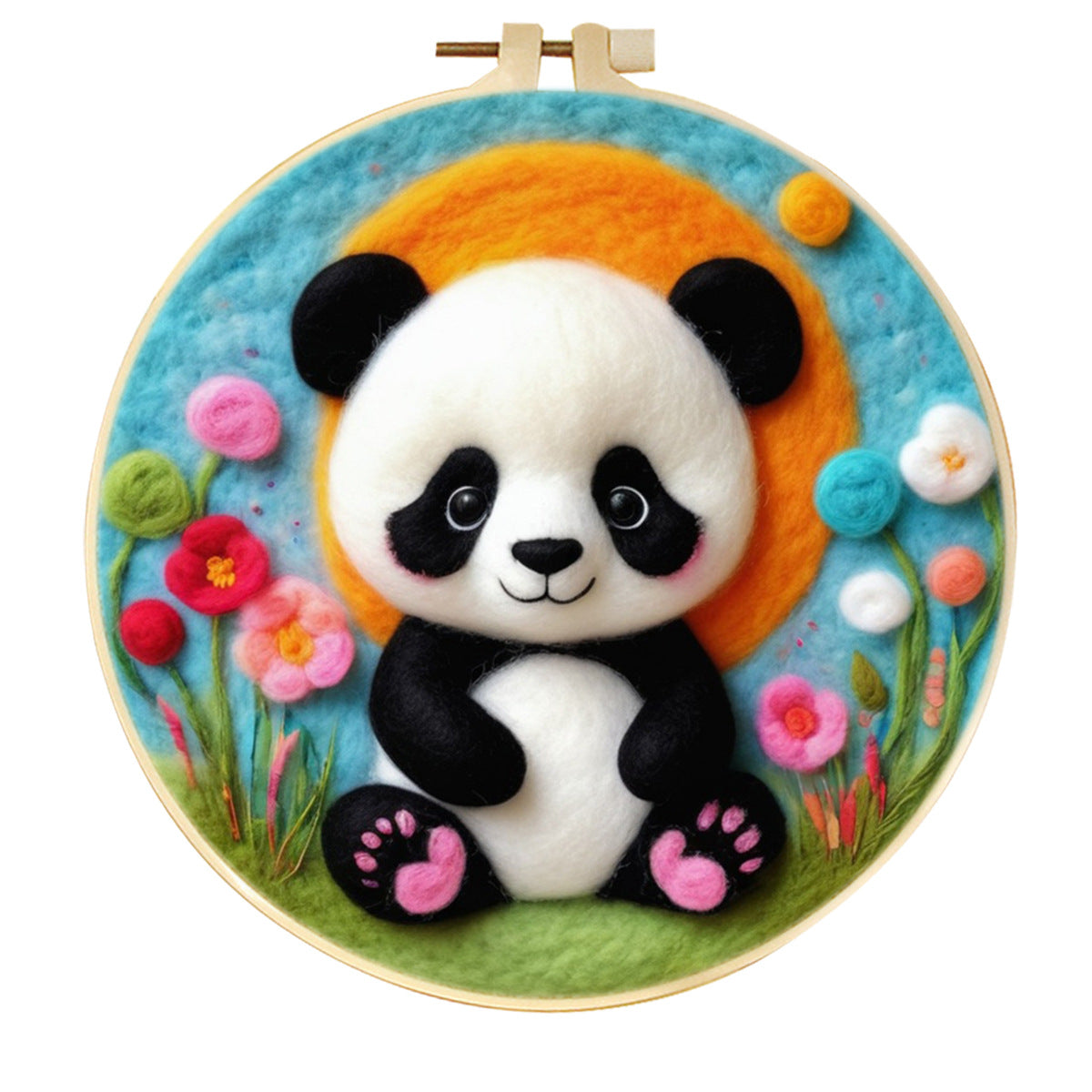 Stamp Wool Felt Painting With Embroidery Frame Material