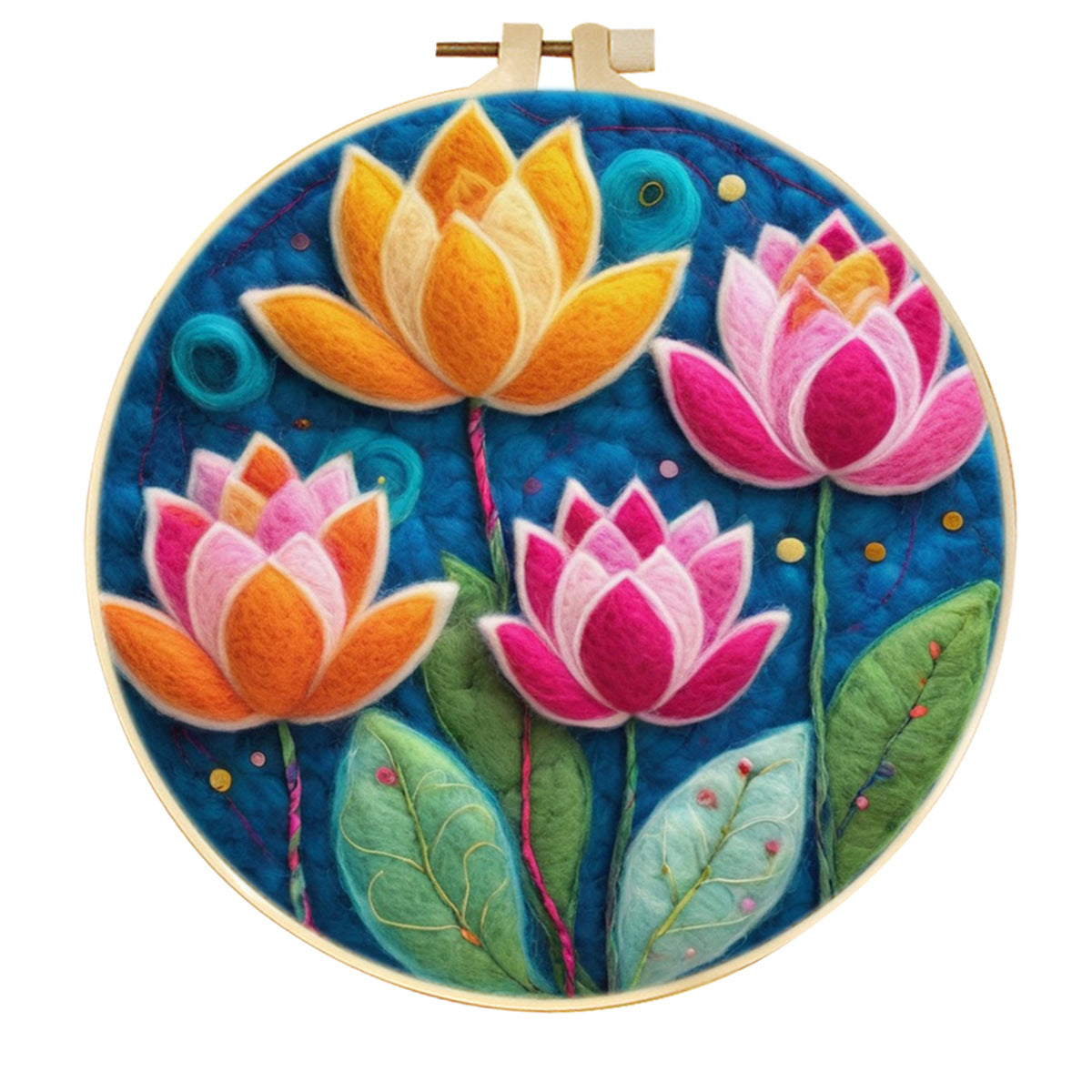 Stamp Wool Felt Painting With Embroidery Frame Material