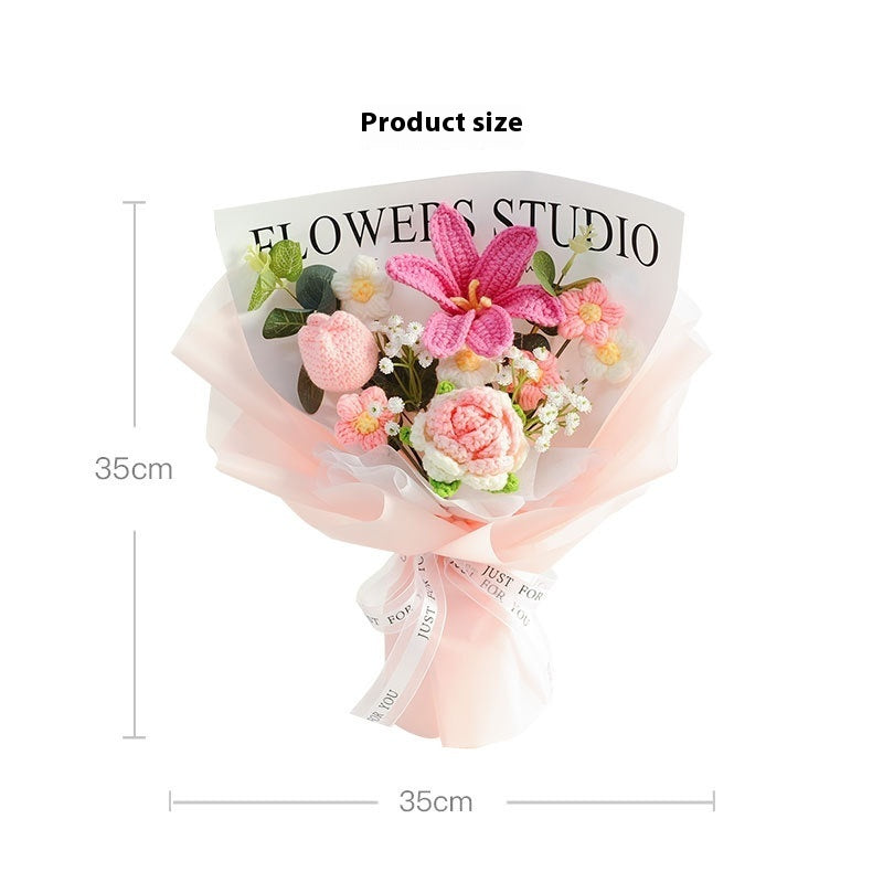 Knitted Wool Flowers Woven Rose Sunflower