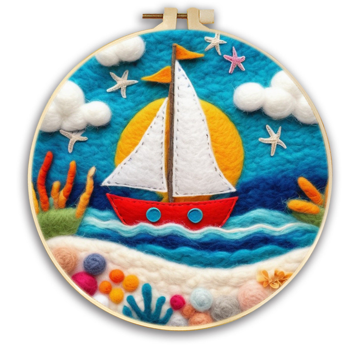 Stamp Wool Felt Painting With Embroidery Frame Material
