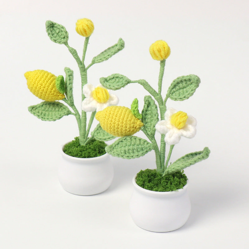 Finished Wool Crocheted Fruit Potted Hand-woven Lemon Ornaments