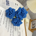 Overturn Pointed Rose Wool Hand-woven Flower Finished Product