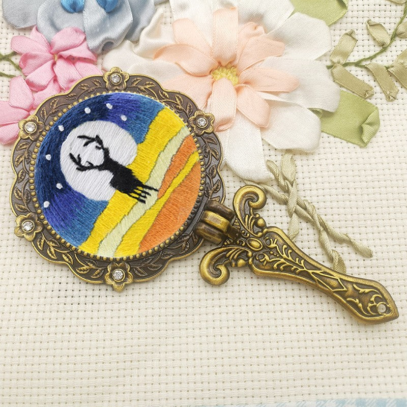 Fabric Makeup Mirror Embroidery Handmade Material Package