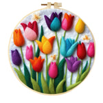Stamp Wool Felt Painting With Embroidery Frame Material
