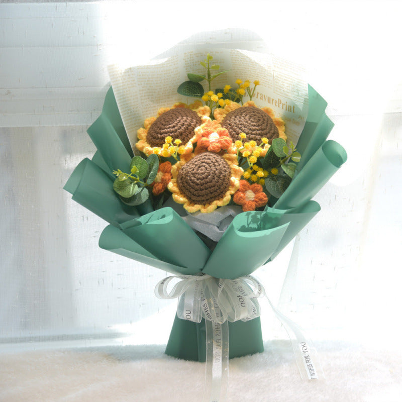 Wool Hand-woven Sunflower Bouquet Finished Product