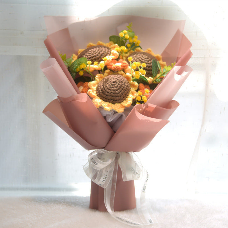 Wool Hand-woven Sunflower Bouquet Finished Product
