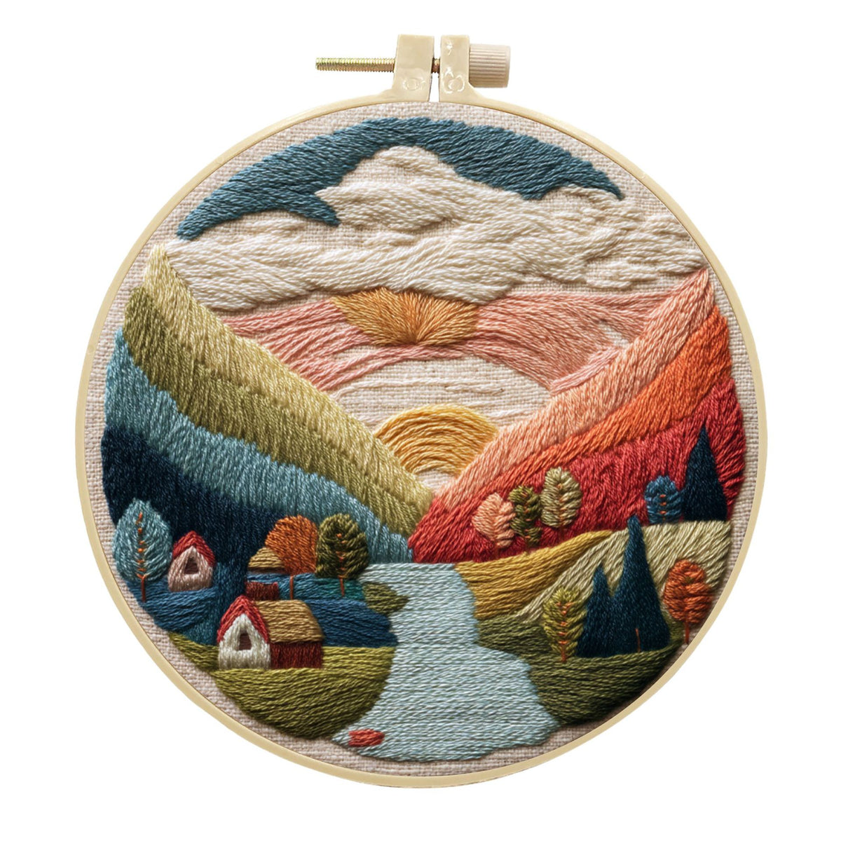 Embroidery Diy Landscape Handmade Cloth Art Material Kit
